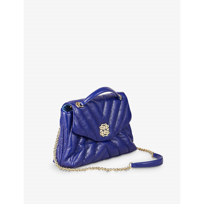 Shop Sandro Womens Bleus Mila Leather Shoulder Bag