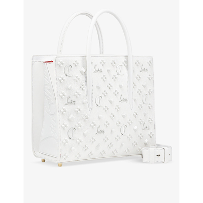 Shop Christian Louboutin Womens Bianco Paloma Leather Tote Bag