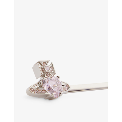 Shop Vivienne Westwood Jewellery Ariella Brass And Opal Orb Bobby Pin In Platinum/rose/vntg Rse