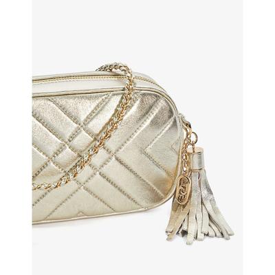 Shop Dune Chancery Quilted Leather Cross-body Bag In Gold-leather