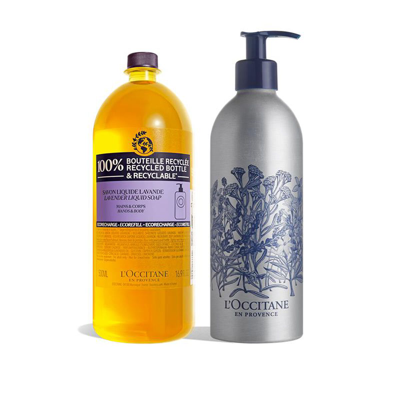 Shop L'occitane - Shea Lavender Hands & Body Liquid Soap Refill + Forever Bottle