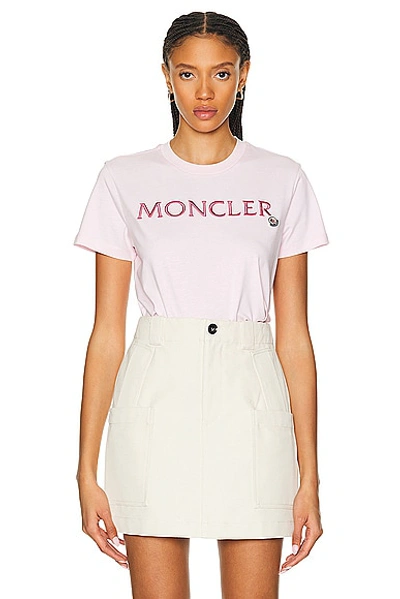 Shop Moncler Logo Shirt In Pink