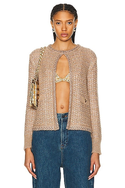 Shop Valentino Mohair Cardigan In Poudre