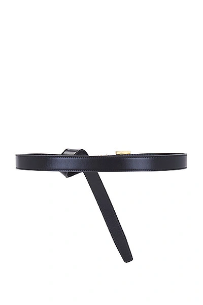 Saint Laurent Skinny Cassandre Long Belt In Nero