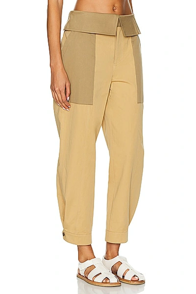 Shop Frame Foldover Trouser In Light Tan Multi