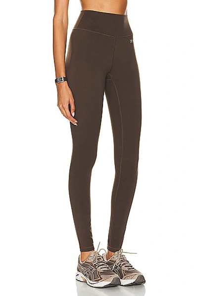 Shop Sporty And Rich Runner Script High Waisted Legging In Chocolate