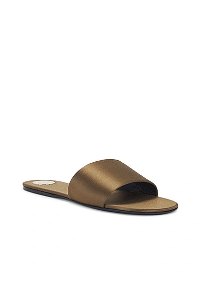 Shop Saint Laurent Carlyle Flat Slide In Khaki