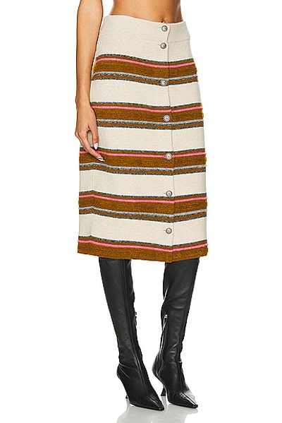 Pre-owned Chanel Striped Knit Skirt In Beige & Brown