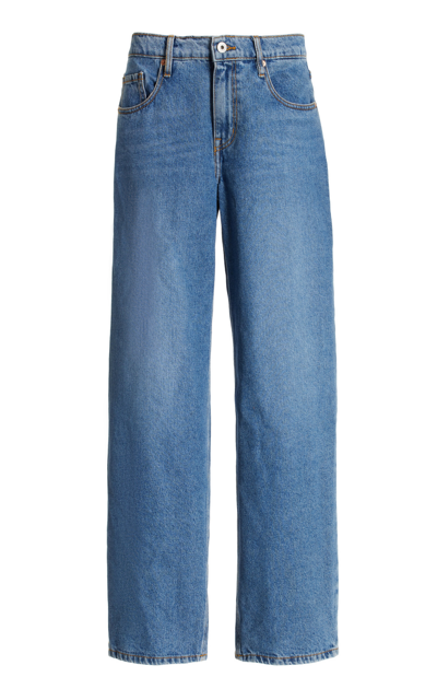 Shop Outland Denim Avril Low-rise Organic Denim Wide-leg Jeans In Blue