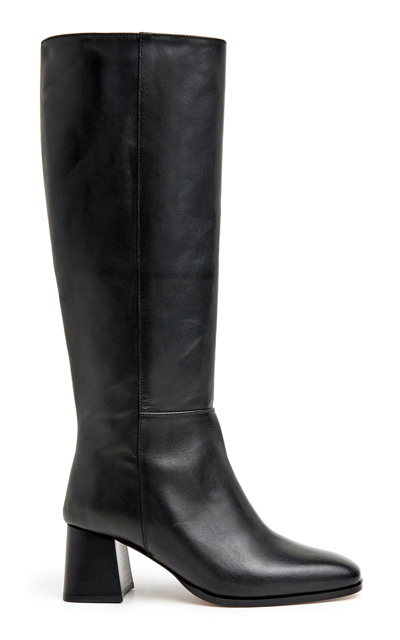 Shop Flattered Colette Leather Knee Boots In Black