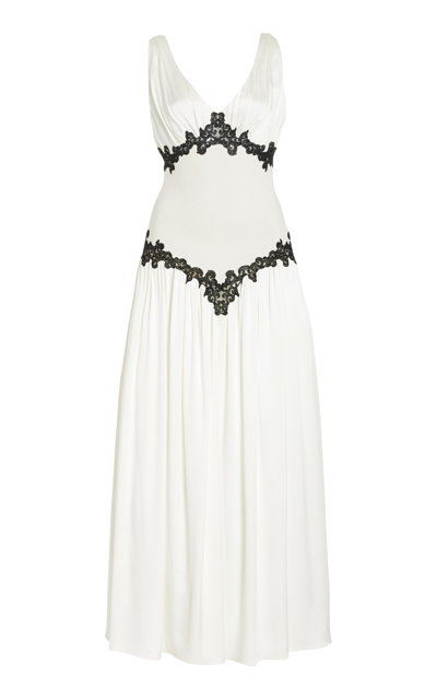 Gabriela Hearst Highland Appliqued Silk Maxi Dress In Black,white