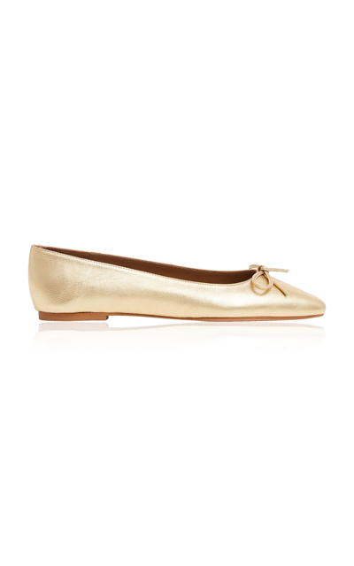 Shop Flattered Bodil Leather Ballet Flats In Gold