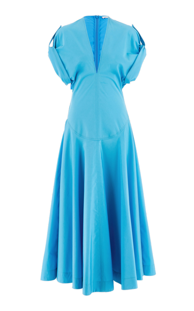 Shop Ferragamo Cotton-poplin Dress In Blue