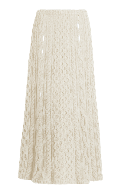 Shop Gabriela Hearst Castel Open-knit Cashmere Skirt In Ivory