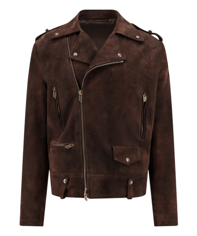 Shop Salvatore Santoro Leather Jackets In Brown