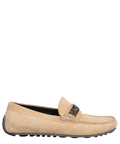 Shop Moschino Loafers In Beige
