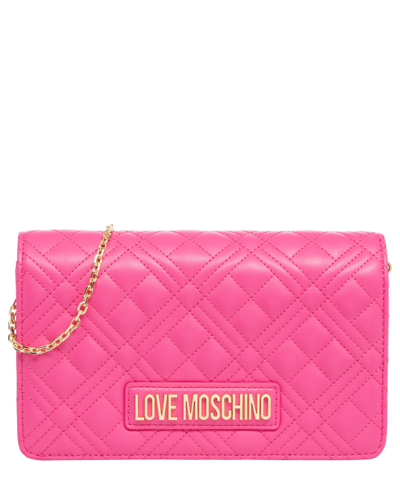 Shop Love Moschino Lettering Logo Crossbody Bag In Pink
