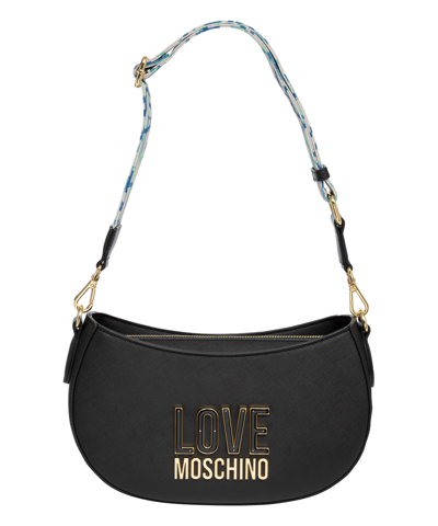 Shop Love Moschino Jelly Logo Hobo Bag In Black