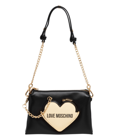 Shop Love Moschino Baby Heart Shoulder Bag In Black