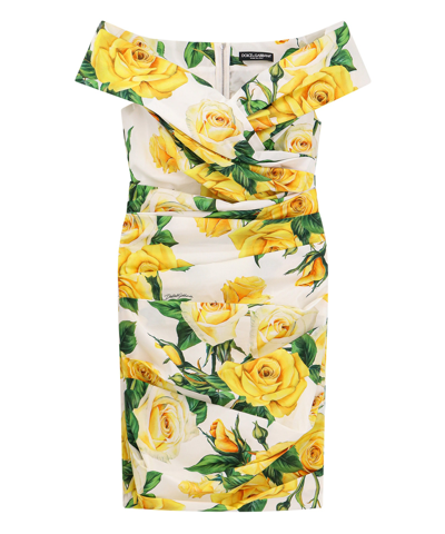 Shop Dolce & Gabbana Mini Dress In Yellow