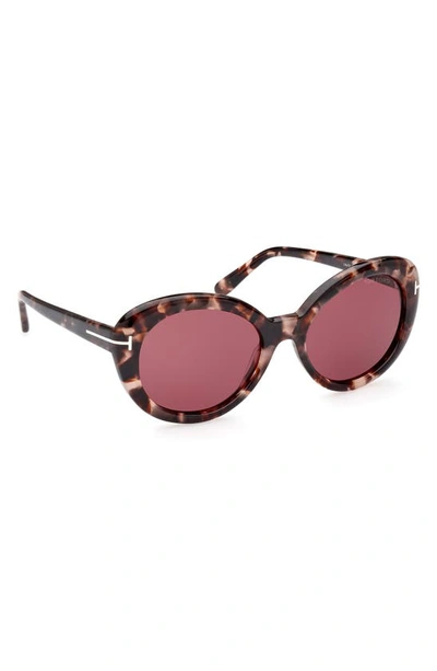 Shop Tom Ford Lily 55mm Cat Eye Sunglasses In Pink Havana / Bordeaux