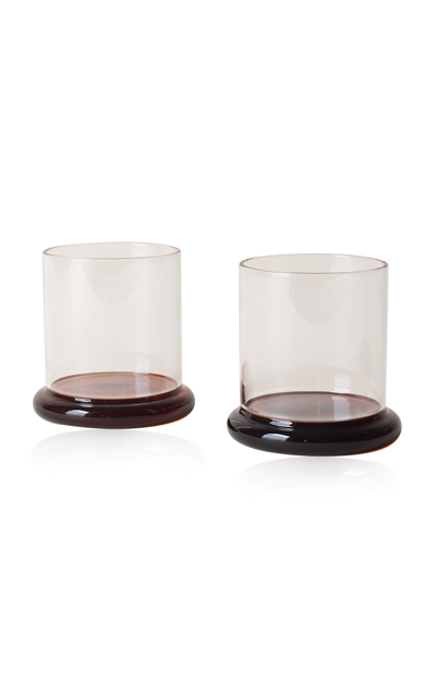 Shop Sophie Lou Jacobsen Set-of-two Fritter Glasses In Brown