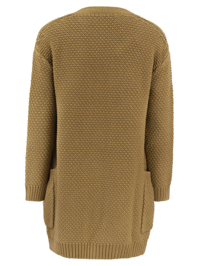 Shop Max Mara Open-front Knit Cardigan In Cuoio