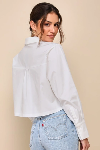 Shop Lulus Effortlessly Elevated White Cropped Button-up Top