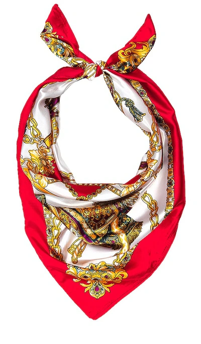 Shop Petit Moments Printed Equestrian Headscarf In 红色 & 金色