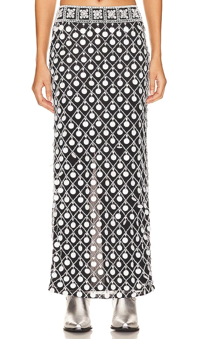 Shop Majorelle Cirie Embellished Maxi Skirt In Black And White