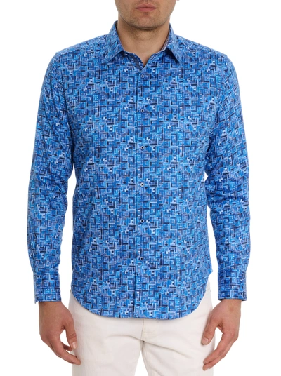 Shop Robert Graham Seas The Day Long Sleeve Button Down Shirt Tall In Blue