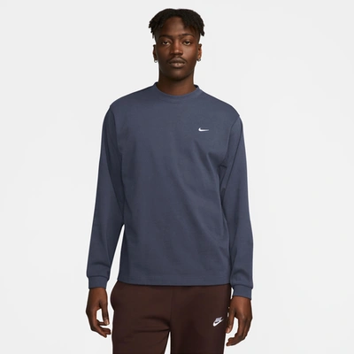 Shop Nike Mens  Solo Swoosh Long Sleeve Top In White/thunder Blue