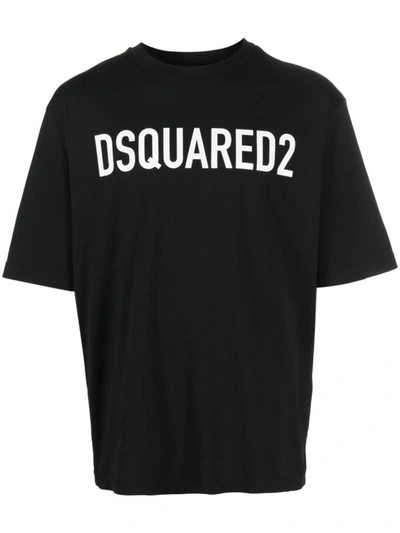 Shop Dsquared2 Logo Cottn T-shirt In Black