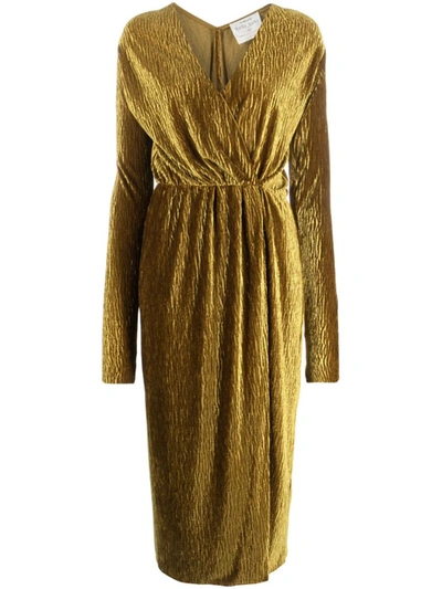 Shop Forte Forte Forte_forte Velvet Crossed Midi Dress In Golden