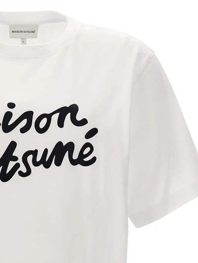 Shop Maison Kitsuné ' Handwriting' T-shirt In White/black