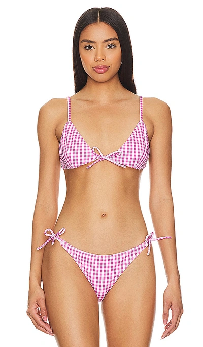 Shop Caroline Constas Adelphine Bikini Top In Orchid Gingham