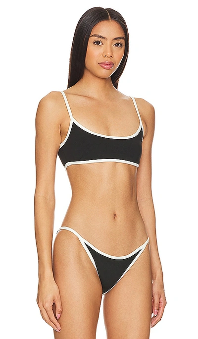 Shop Caroline Constas Bria Bikini Top In Black & Off White Combo