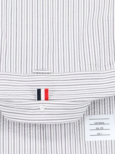 Thom Browne Striped Cotton Shirt In Silver