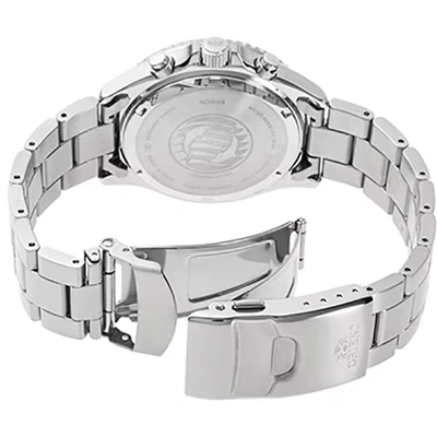 Pre-owned Orient Mako Solar Panda Rn-tx0203s Watch Chronograph Solar Men In Box