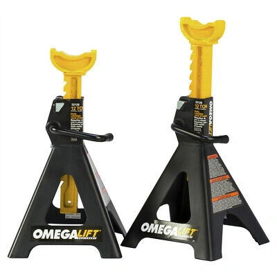 Pre-owned Omega 32128 2-pc 12 Ton Cap Ratchet Style Jack Stand Set