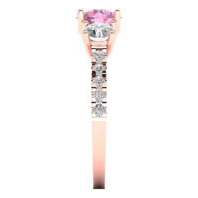 Pre-owned Pucci 2 Ct Round Cut Simulated 3 Stone Pink Stone Promise Wedding Ring 14k Rose Gold
