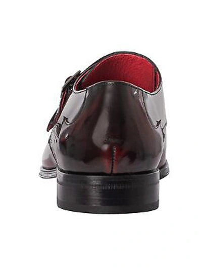 Pre-owned Jeffery West Men's Polished Leather Monk Shoes, Red