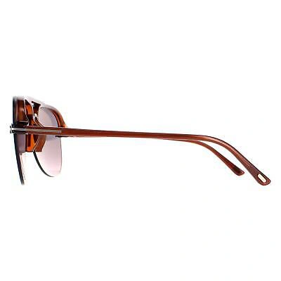 Pre-owned Tom Ford Ft1004-45a-62 Shiny Light Brown Sunglasses In Gray