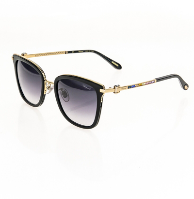 Pre-owned Chopard Black Gold Rainbow Crystal Jewel Sch286s Oversized Sunglasses 286 Women