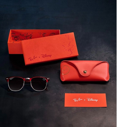 Pre-owned Ray Ban Rb3016 Clubmaster Disney Minnie Mouse Sunglasses Red Havana / Grey In Grey Polarized