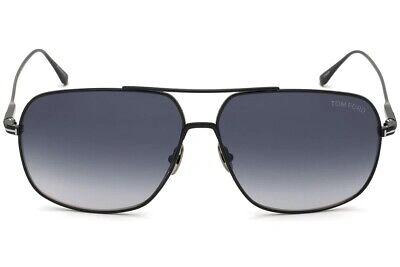 Pre-owned Tom Ford Ft0746-01w-62 Shiny Black Sunglasses In Blue