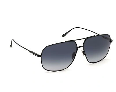 Pre-owned Tom Ford Ft0746-01w-62 Shiny Black Sunglasses In Blue