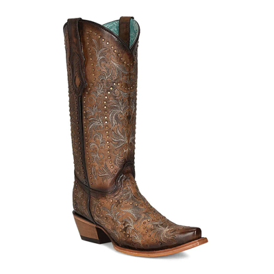 Pre-owned Corral Boots Women's Corral Leather Boots Handcrafted Maple C3972 In Brown