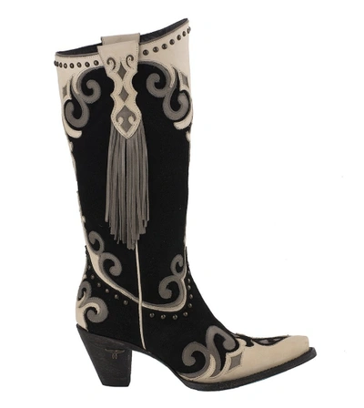 Pre-owned Lane Women's Royal Fringe Western Boot - Snip Toe - Lb0344d In Black