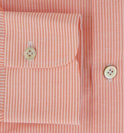 Pre-owned Kiton $600  Orange Striped Cotton Blend Shirt - Slim - 15.75/40 - (kt1130239)